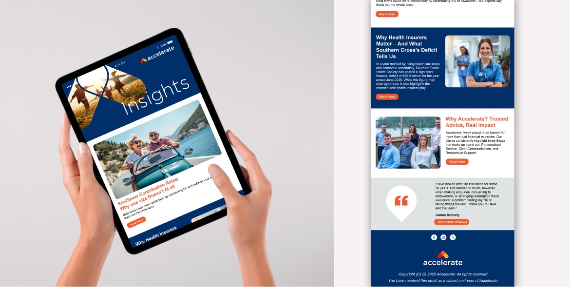 EDM design and build for Auckland Insurance and investment advisers
