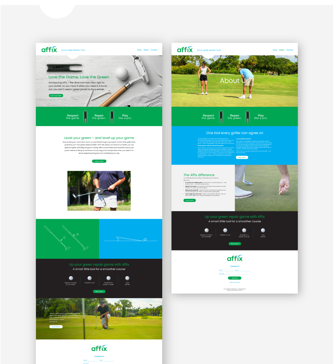 E-comm website for USA based golf Pitchmark repair tool manufacturer