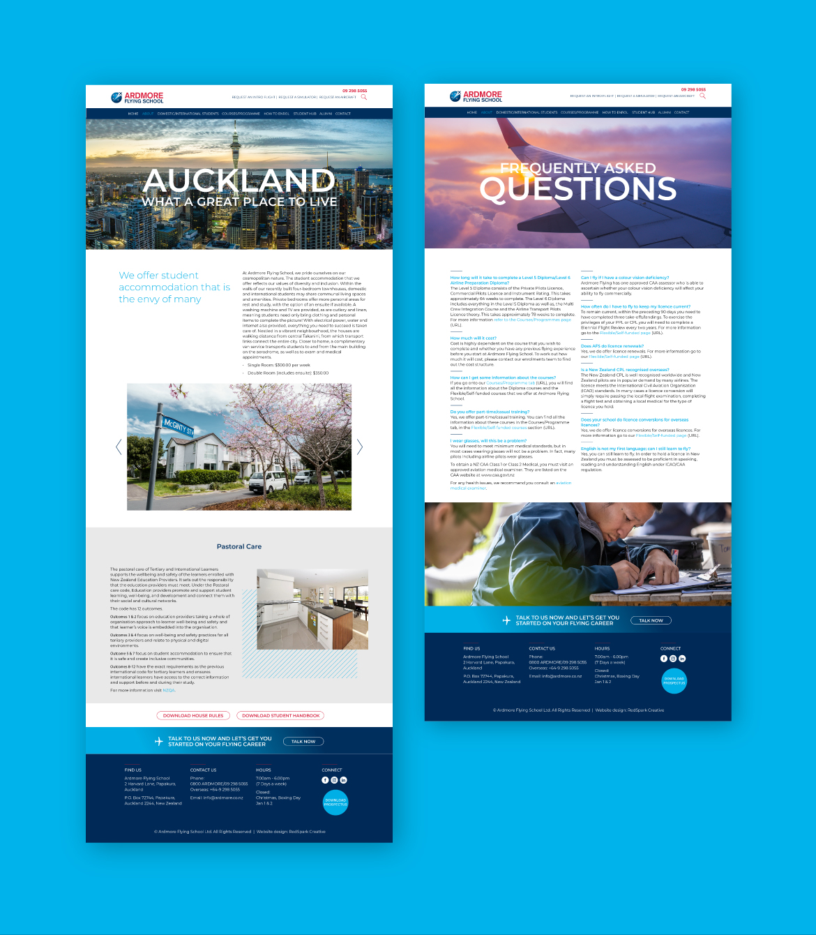New website design and build for Ardmore Flying School