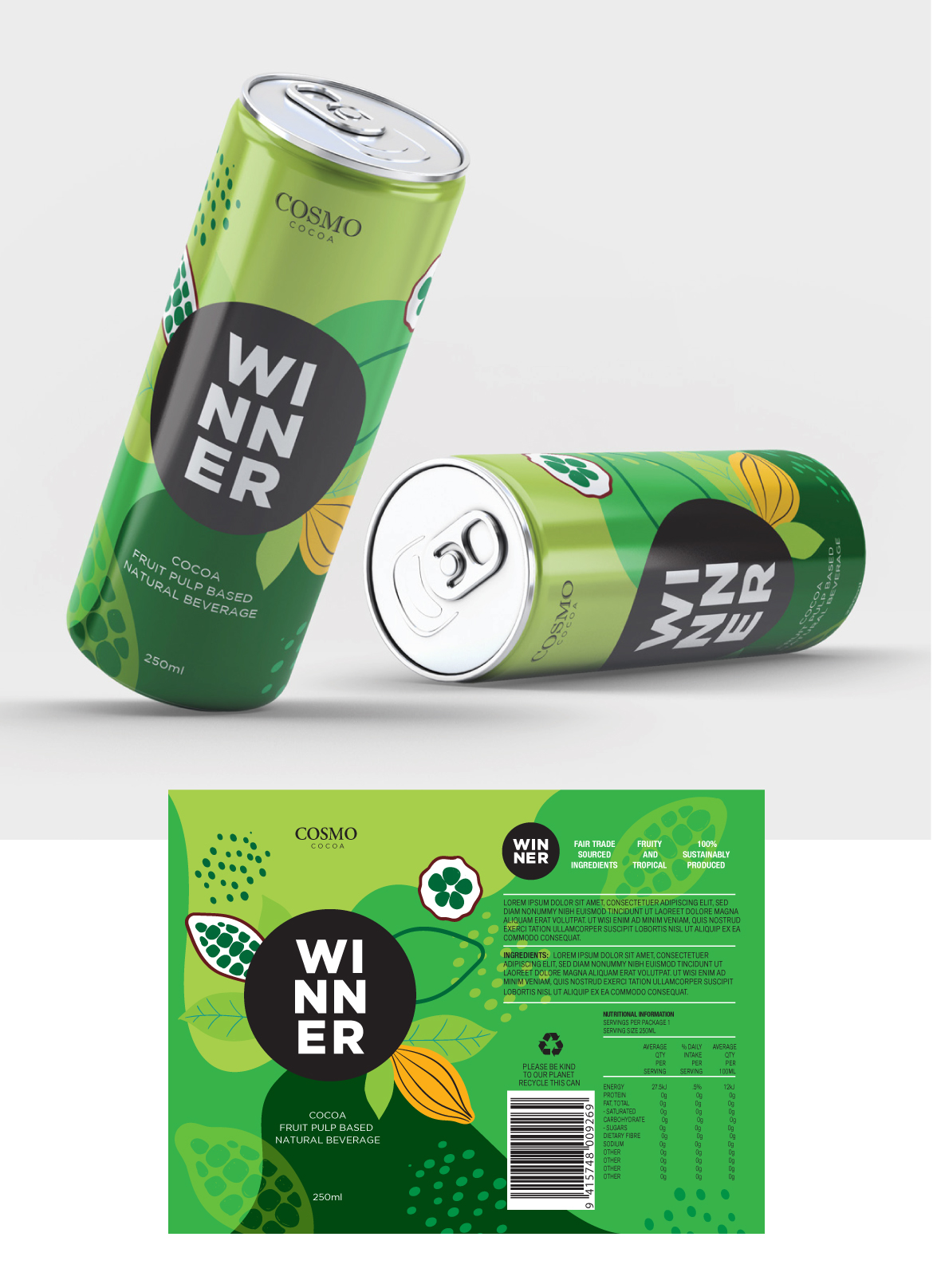 Packaging design concept for healthy energy drink