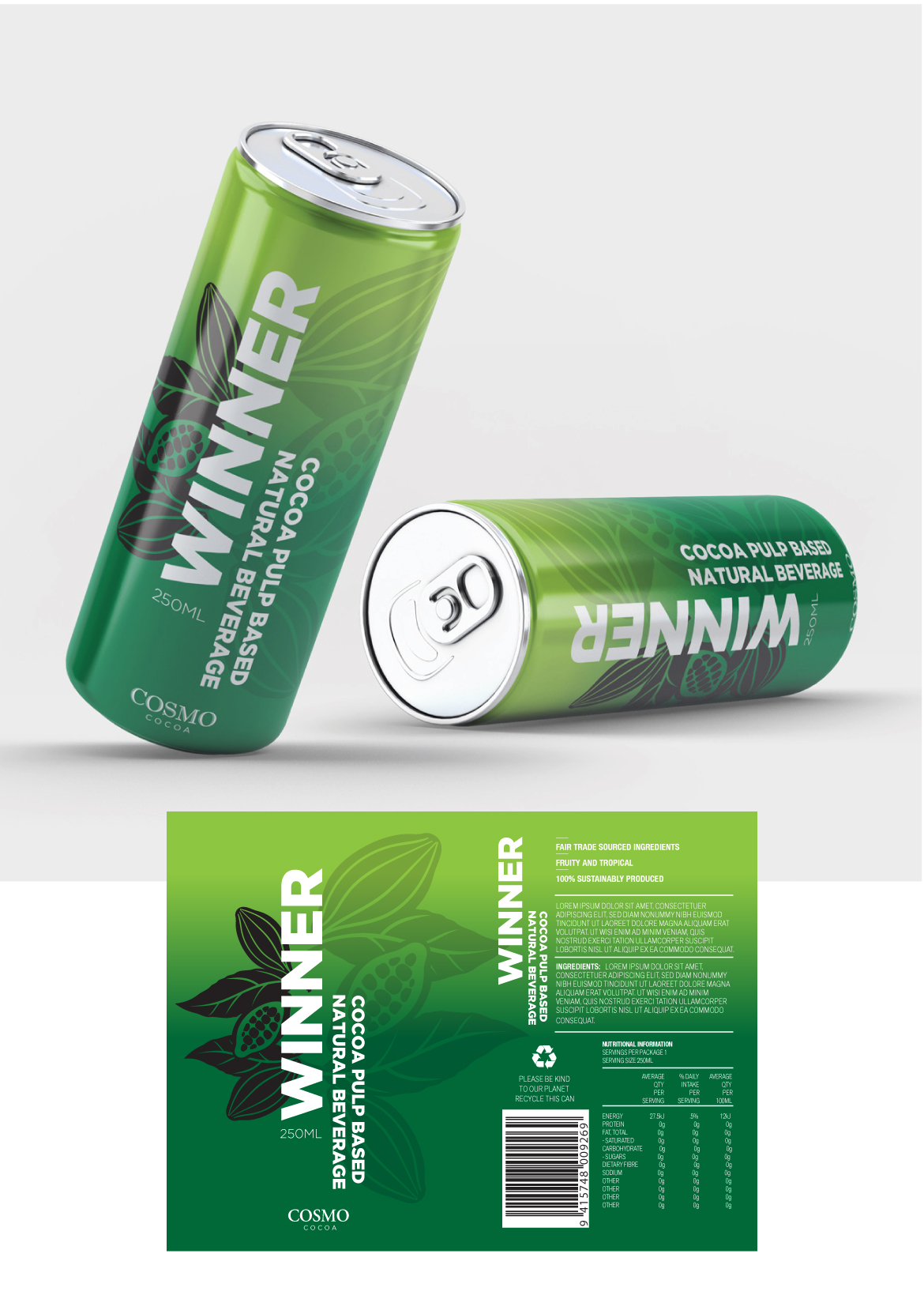 Packaging design concept for healthy energy drink