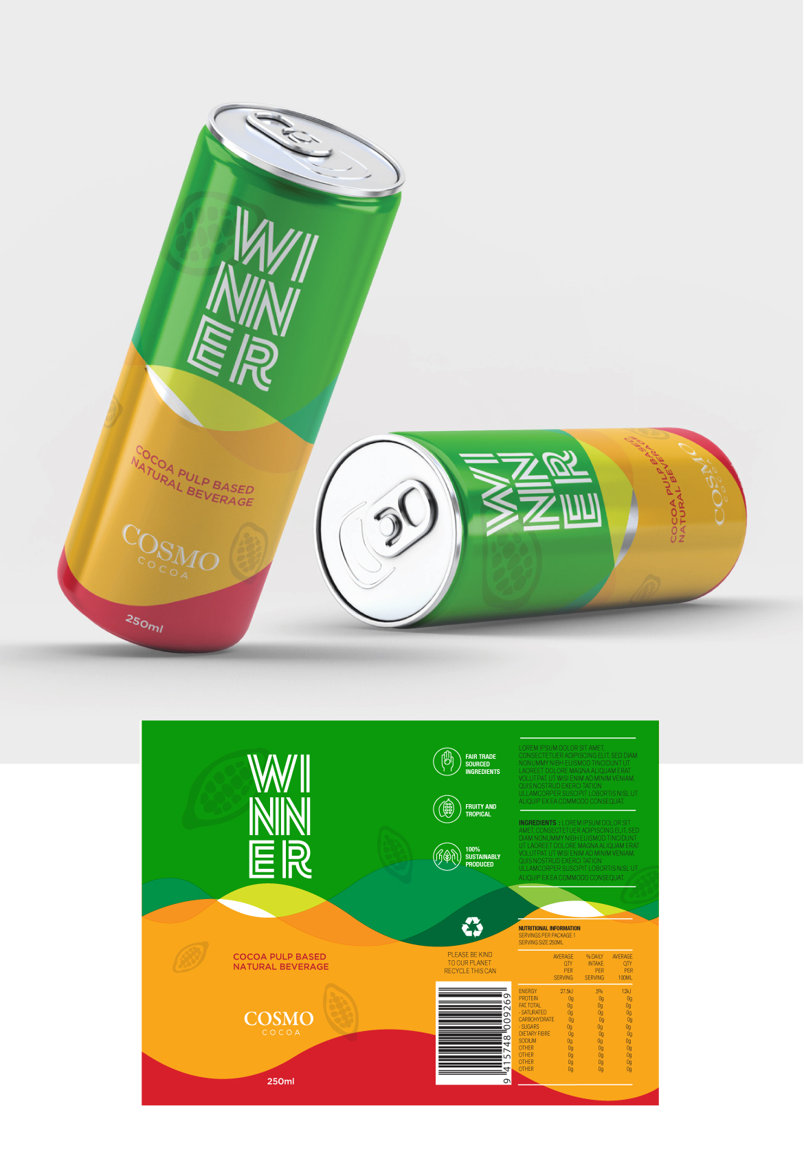 Packaging design concept for healthy energy drink