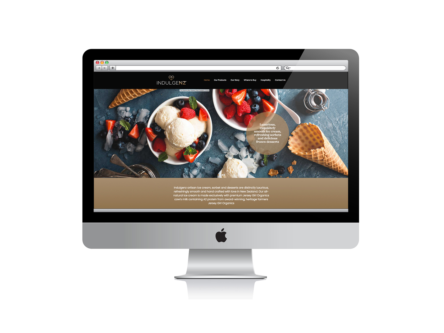 Website for new premium, artisan ice cream brand