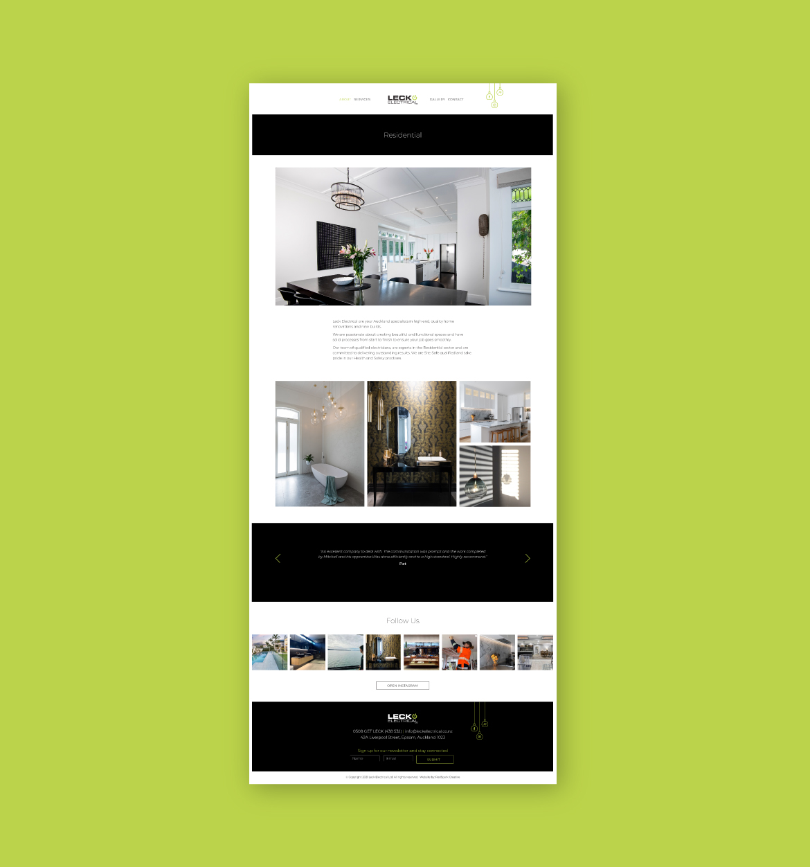 Website design and build for high end Auckland electrical contractor