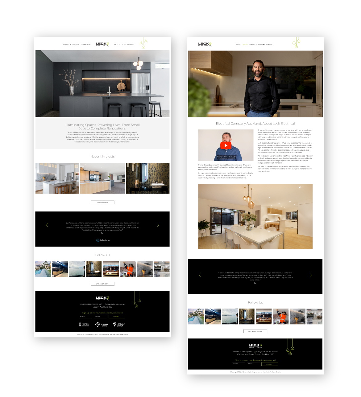 Website design and build for high end Auckland electrical contractor