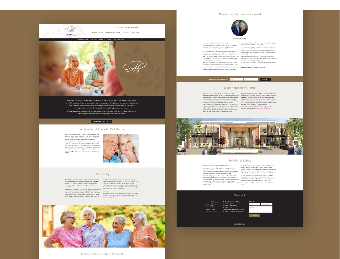 Brand identity design and build for a luxury retirement village in Christchurch
