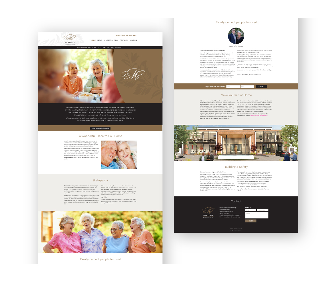 Website design and build for a luxury retirement village in Christchurch
