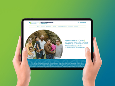 Website for Health NZ - Familial Gastrointestinal Cancer Department