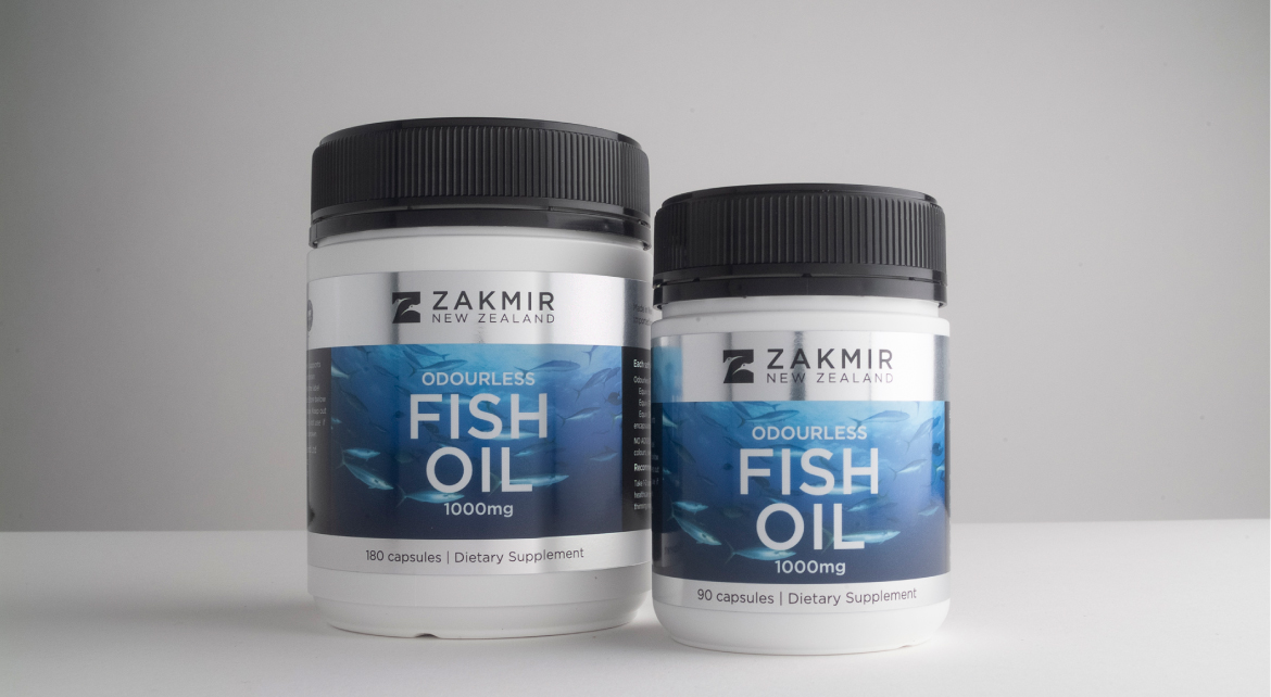 Packaging design for premium, New Zealand made fish oil supplement