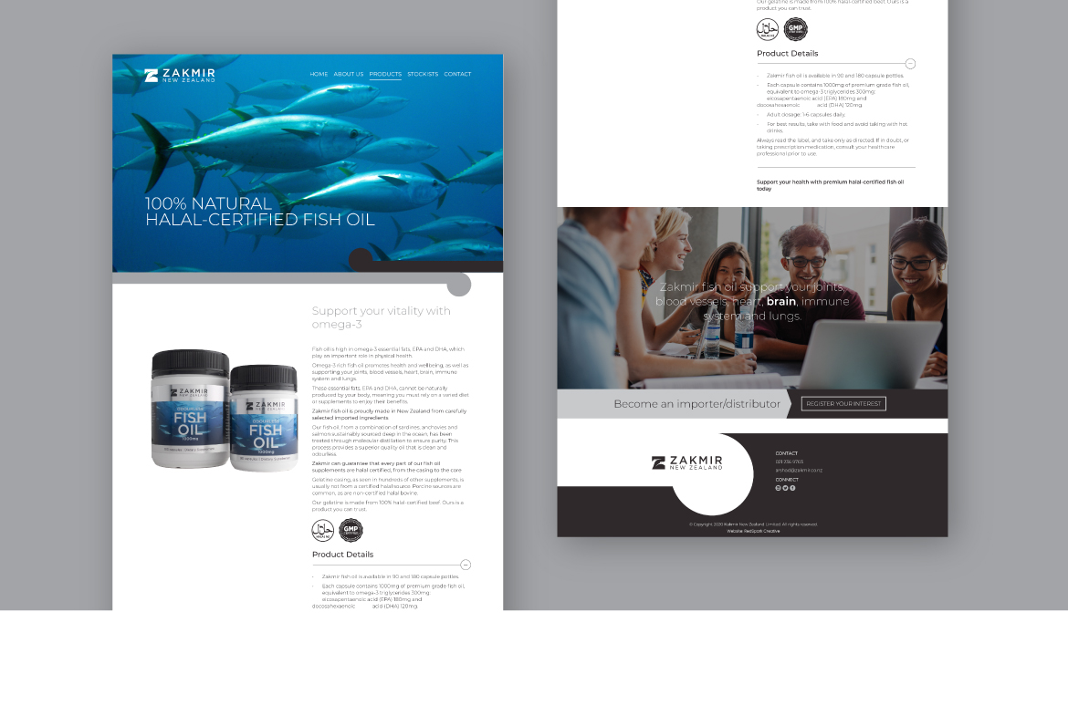 Website for premium New Zealand fish oil